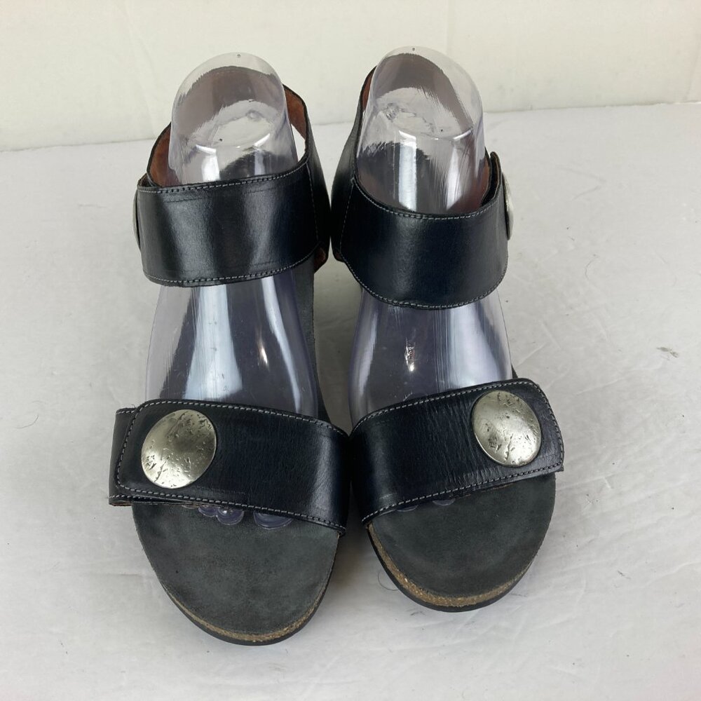 Taos Footwear Charcoal Sandals with Metallic Buttons - Picture 3 of 9